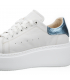 Beige sneakers with a pale blue heel n408s2