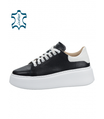 Black sneakers with a white heel n408s2