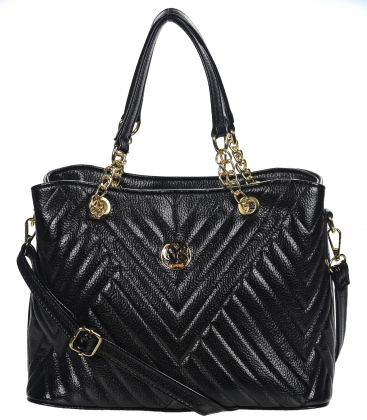 Stitched black elegant handbag Diana