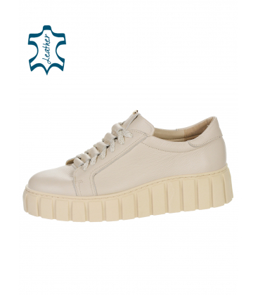  Beige sneakers with ruching on the tongue 8000