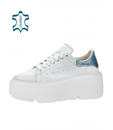 Chalk sneakers with a pale blue heel on a white sole MAXI n408s2