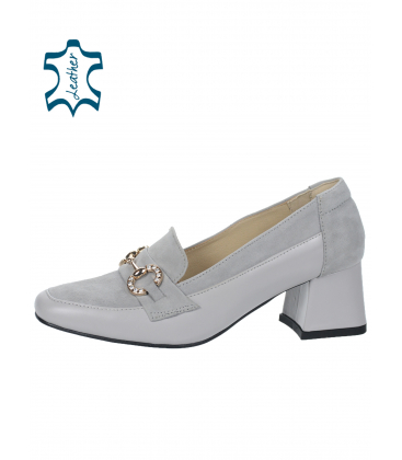 Gray pumps in a combination of materials DLO2425
