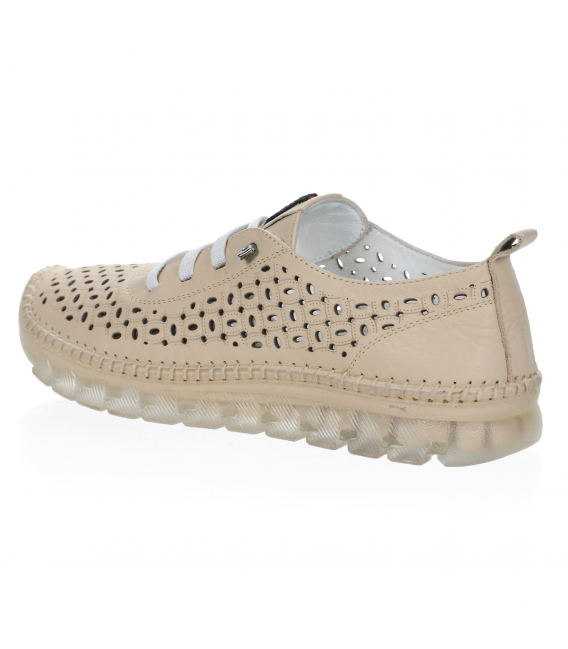 Beige perforated soft shoes 141111