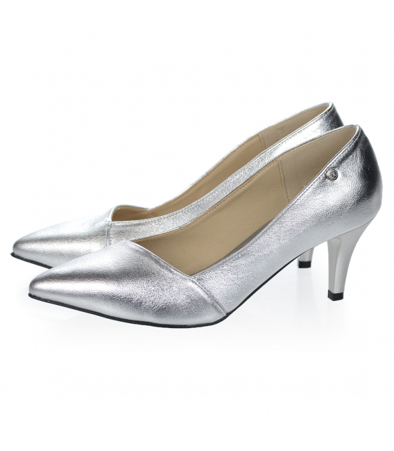 Silver elegant leather pumps 861-6023