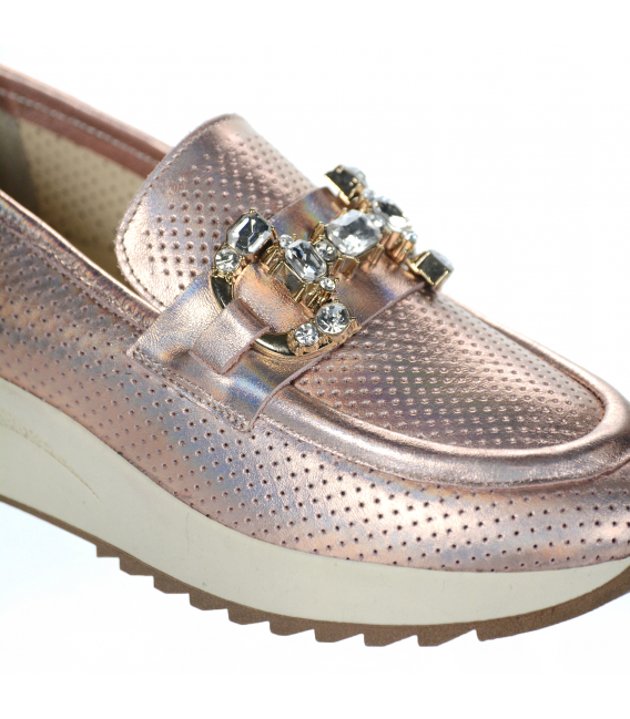 Pink metallic slip-on sneakers with decoration 2444