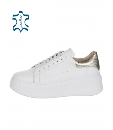 White sneakers with gold heel n408s2