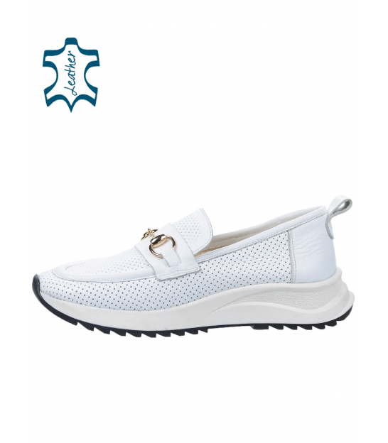 White slip-on sneakers with decoration 2444