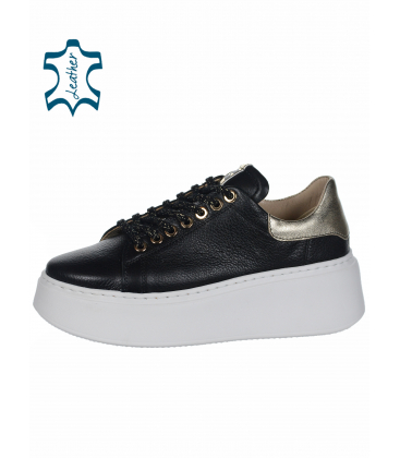 Black sneakers with gold heel n408s2