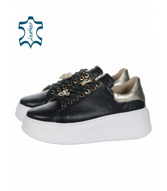 Black sneakers with gold heel +Ozdoba n408s2