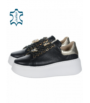 Black sneakers with gold heel +Ozdoba n408s2