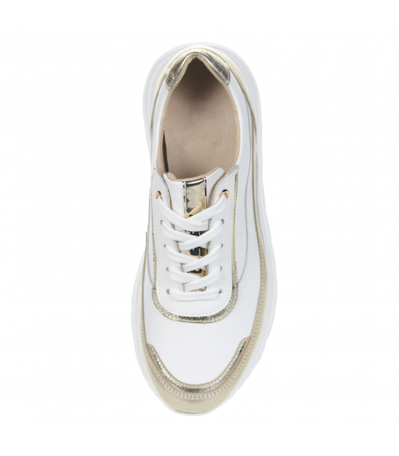 Comfortable white-gold sneakers n824