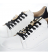 White leather sneakers with a black heel on a white sole MAXI+Ozdoby DTE N1016