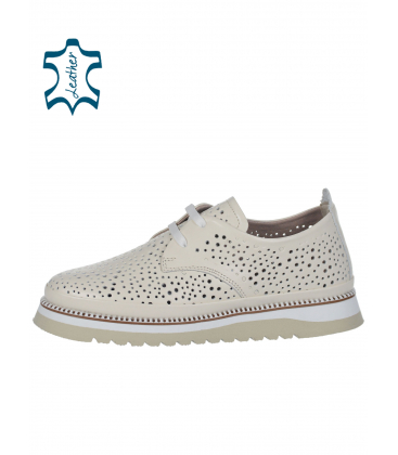 Beige comfortable perforated sneakers 141194