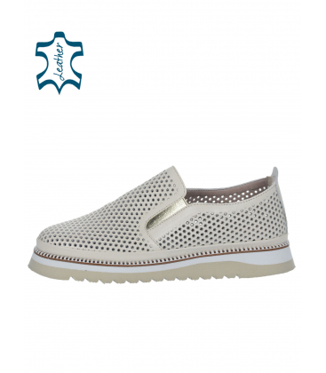 Beige perforated shoes 141192