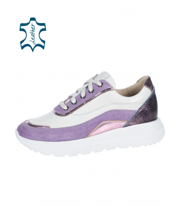Comfortable white-purple sneakers n824