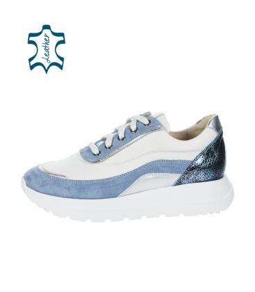 Comfortable white-blue sneakers n824