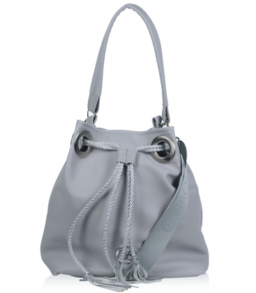 Gray handbag with drawstrings Valéria
