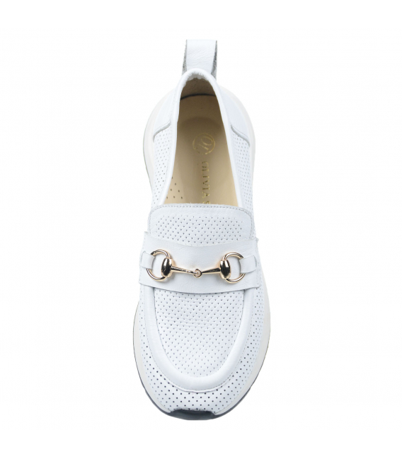 White slip-on sneakers with decoration 2341