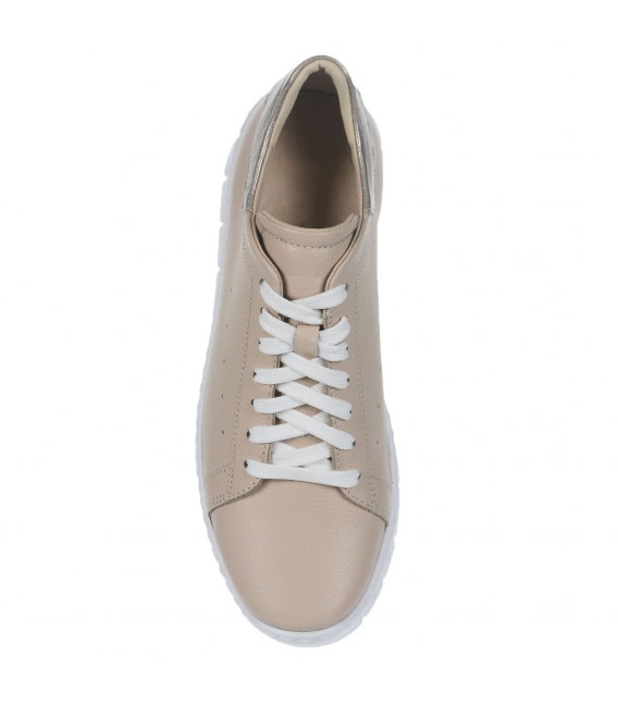 Capuchin leather sneakers on a white sole with a golden heel DTE1087