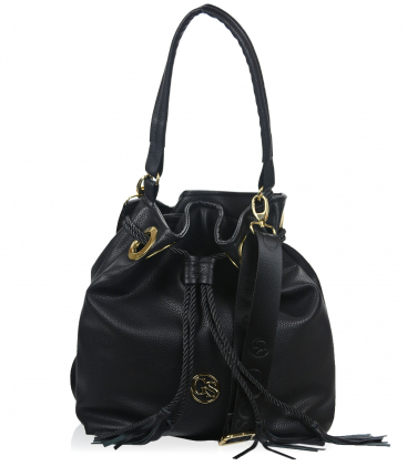 Black handbag with drawstrings Valéria