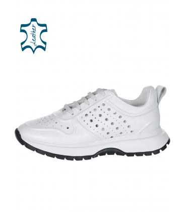 White perforated sneakers brand MISSQ 2412