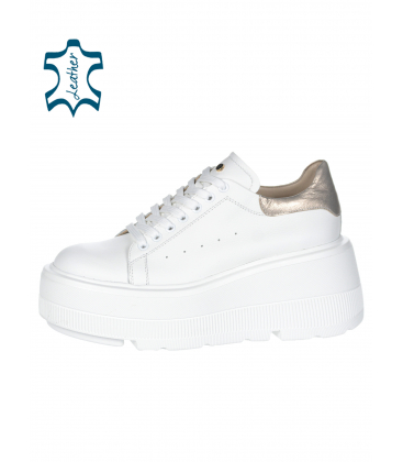 White and gold sneakers with a white high sole MAXI n408s2