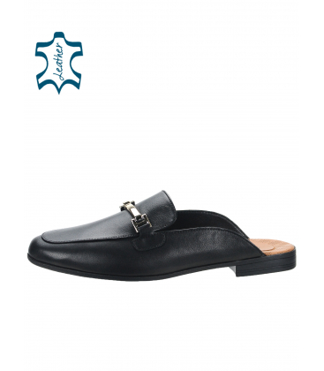 Black leather elegant flip flops 141754