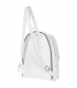 White and blue backpack with Ariana print