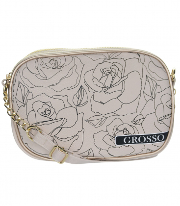 Small white crossbody bag with floral pattern DANIELA