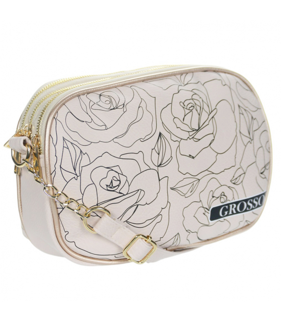 Small white crossbody bag with floral pattern DANIELA