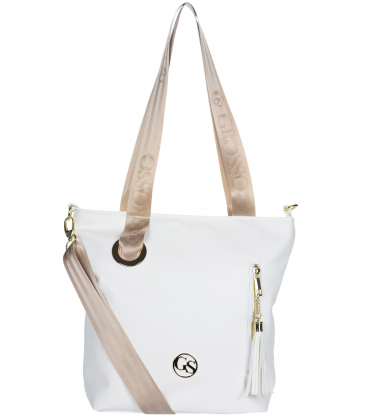  Elegant white handbag with a zipper Sandra