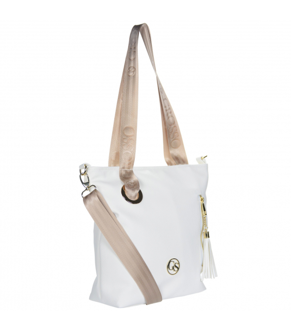  Elegant white handbag with a zipper Sandra