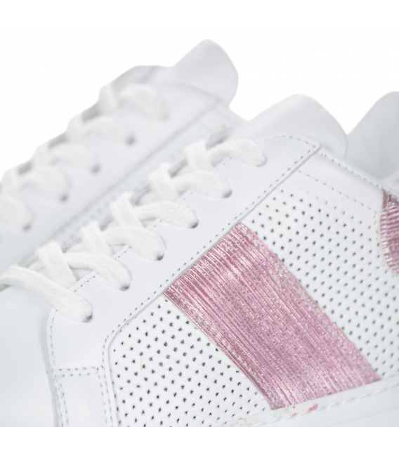 White-pink sneakers with glittering laces 054-1143