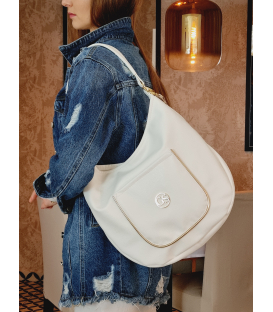 White handbag with front pocket Alena