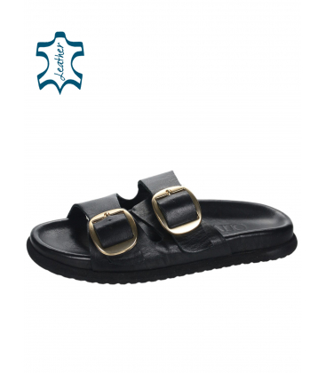Stylish black flip-flops with buckles D27027-802 black