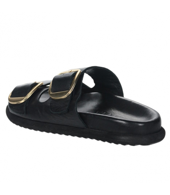 Stylish black flip-flops with buckles D27027-802 black
