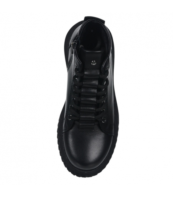 Black leather comfortable ankle boots 10534