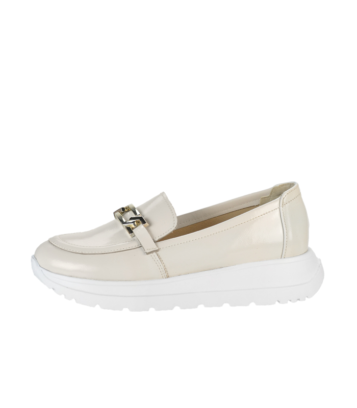 Beige slip on moccasins with decoration 2485