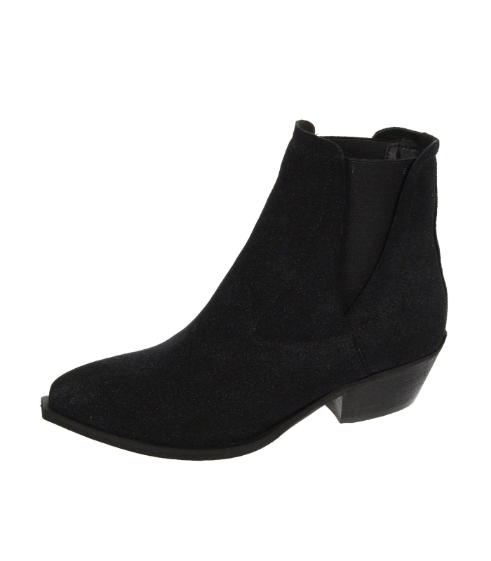 Black leather western ankle boots DKO4433