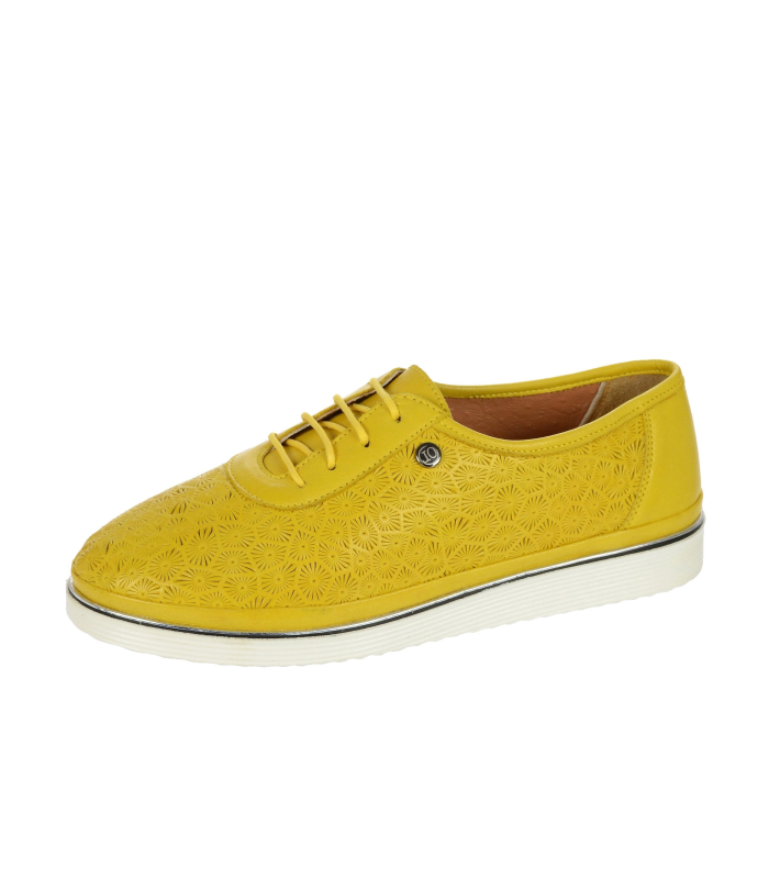 Yellow leather shoes with print D-505