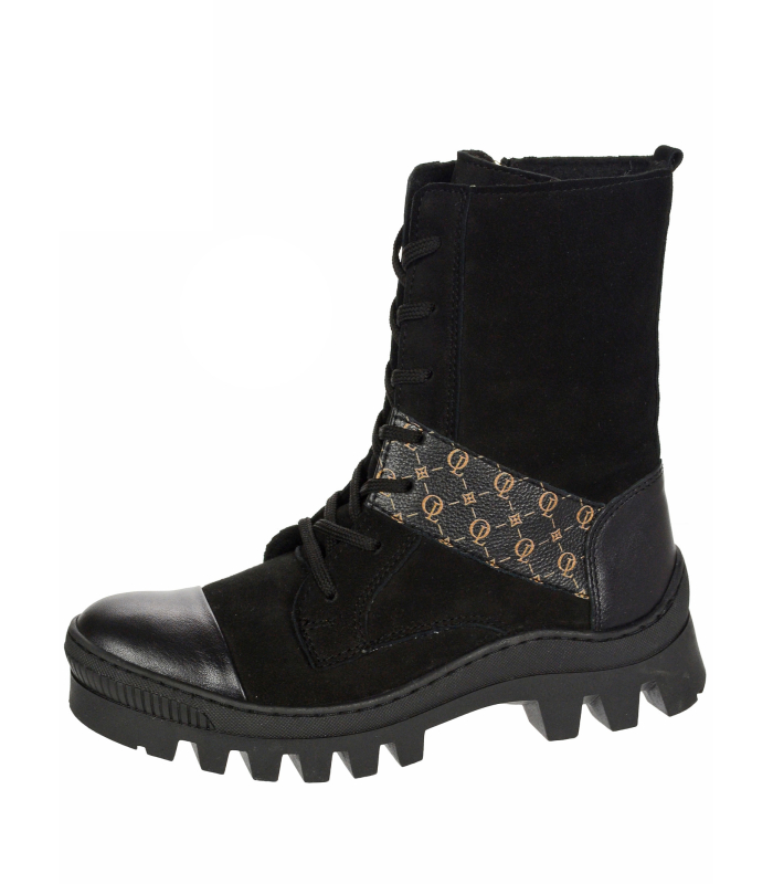 Black comfortable ankle boots with pattern OL 2176