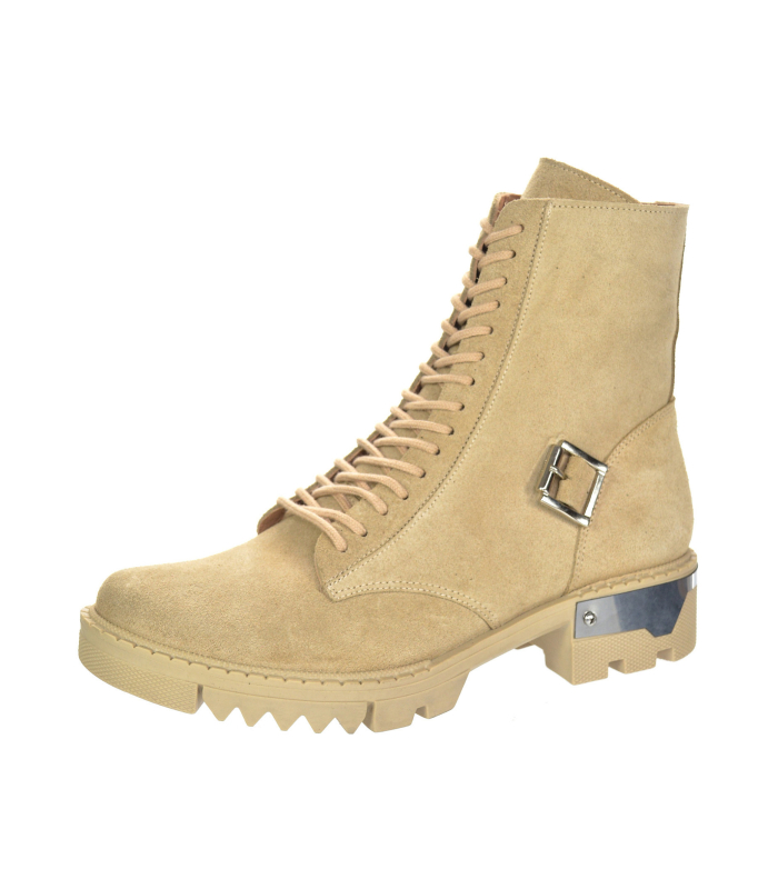 Beige brushed leather workers with silver applications 1968-W072