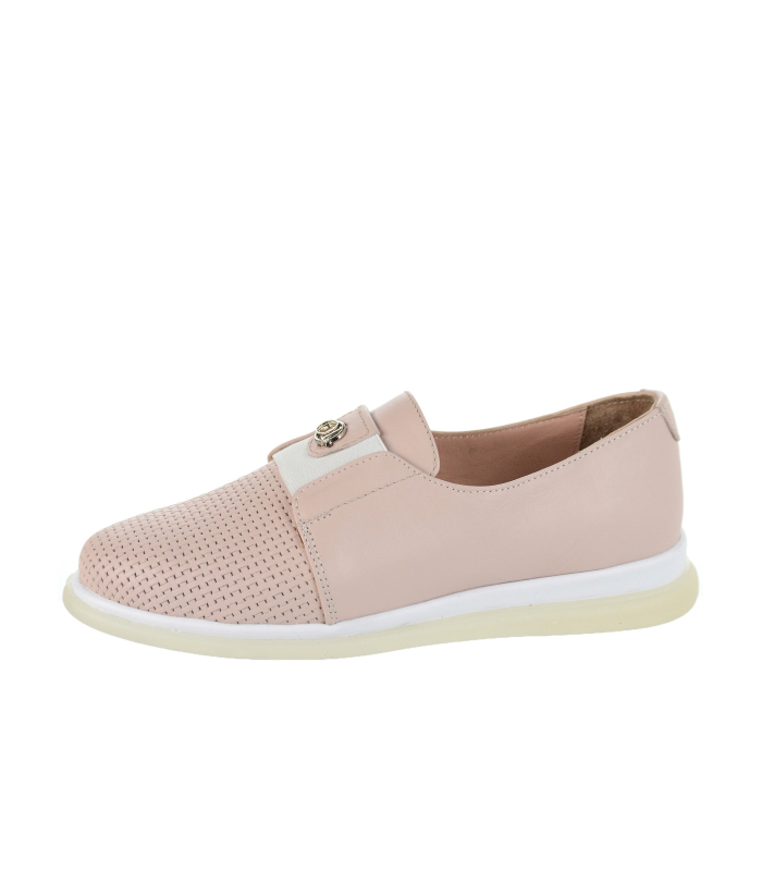 Pink leather ankle boots with logo OL 10743