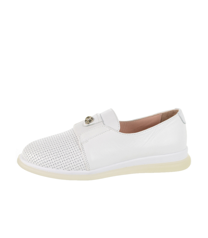 White leather ankle boots with logo OL 10743