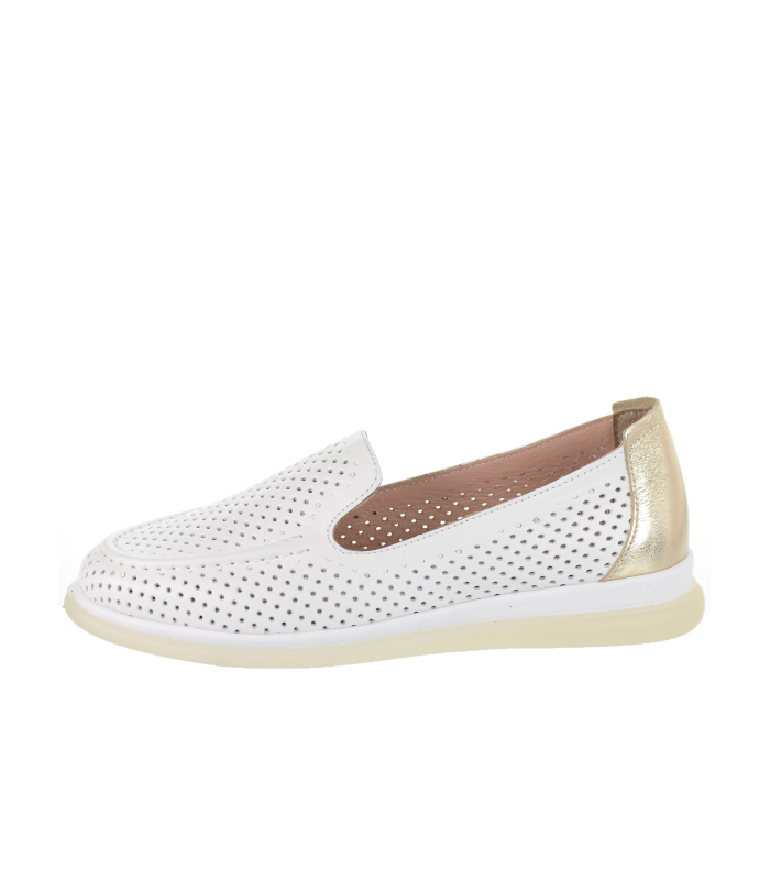 White and gold comfortable perforated shoes 1000