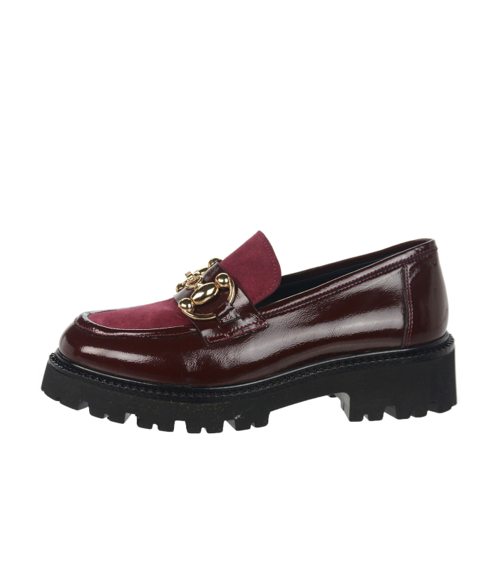 Burgundy shiny ankle boots with gold decoration 2309