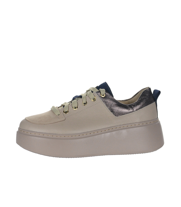 Beige-blue sneakers with a silver strap n936s2