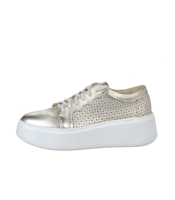 Gold perforated sneakers with logo OL 2493