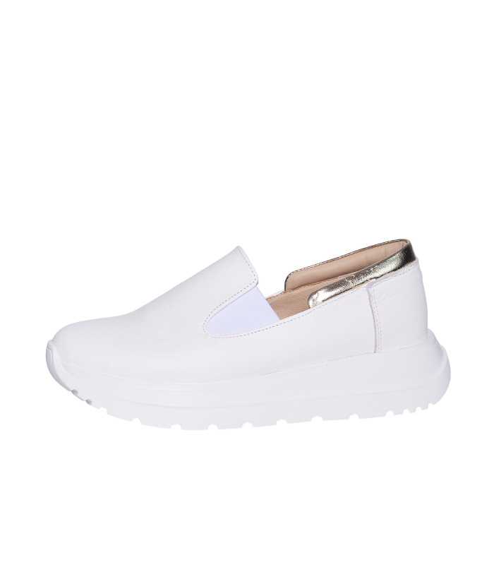 White slip-on loafers DTE054