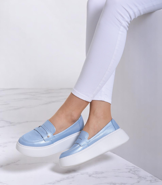 Blue stylish loafers 2496